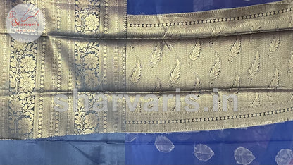 Navy Blue Banarasi Silk Blend Saree with 18 Inches Border