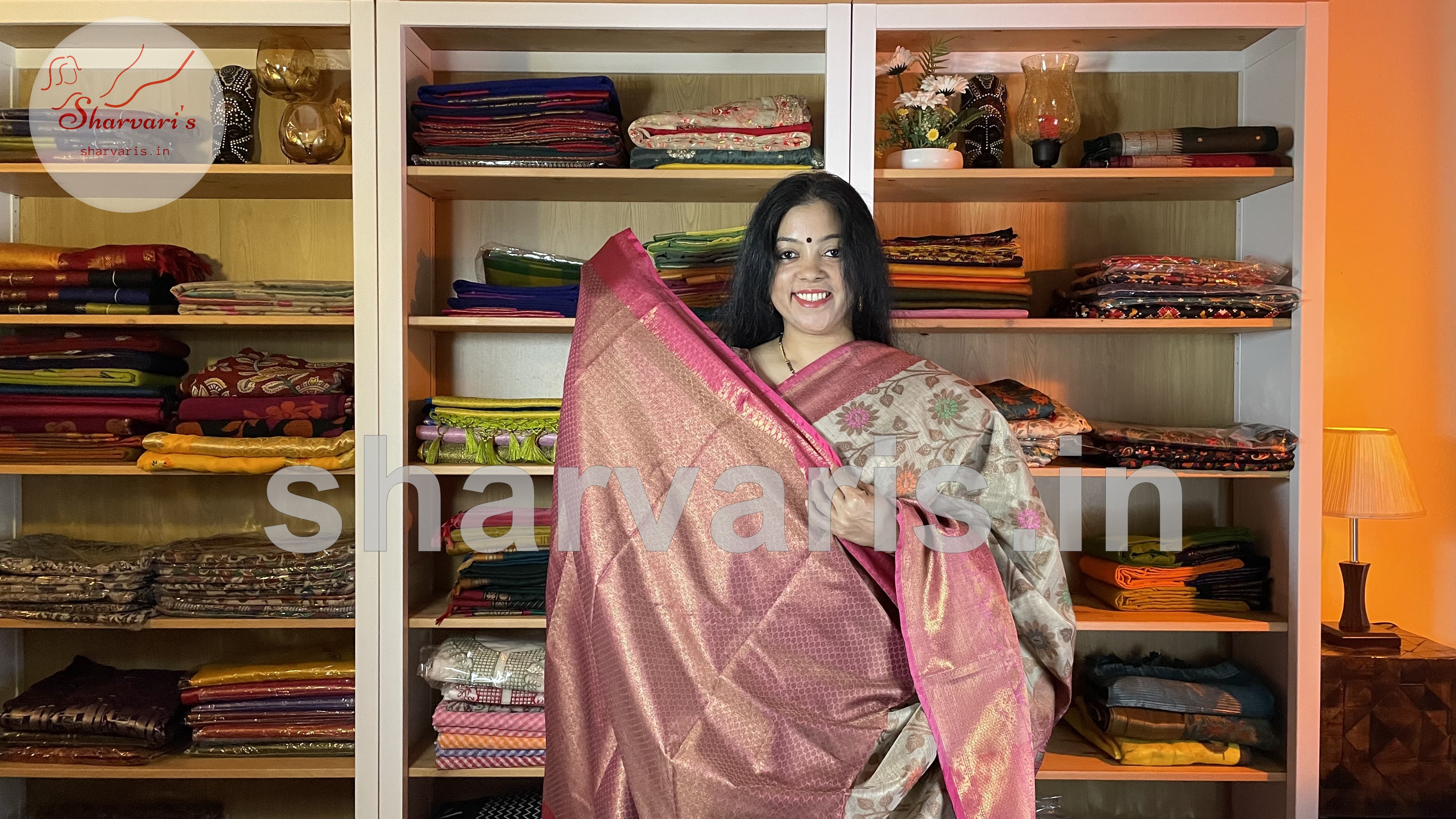 Off-White Linen Tissue Saree With Embroidery | Koselly