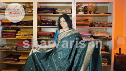 Pine Green Moonga Jute Silk Saree with Paithani Pallu