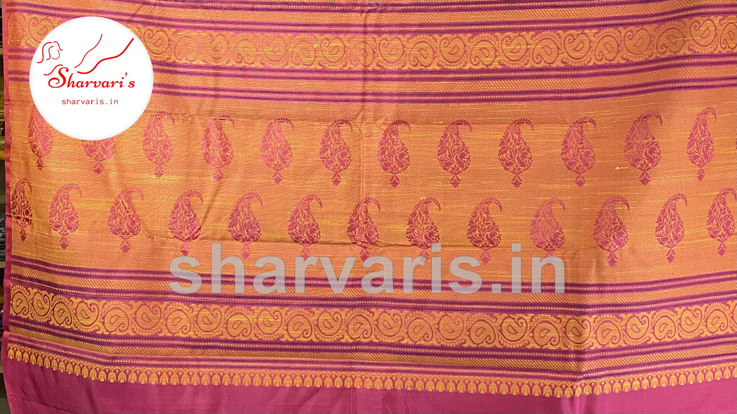 Pear Green Kanchipuram Silk Saree with Thread Work Motifs