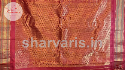 Yellow and Red Pure Gadwal Silk Saree with Kuttu Borders