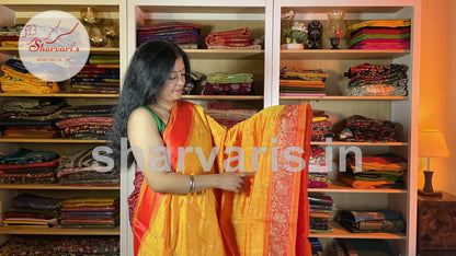 Orange Dual Tone Soft Jute Silk Saree with Thread Work