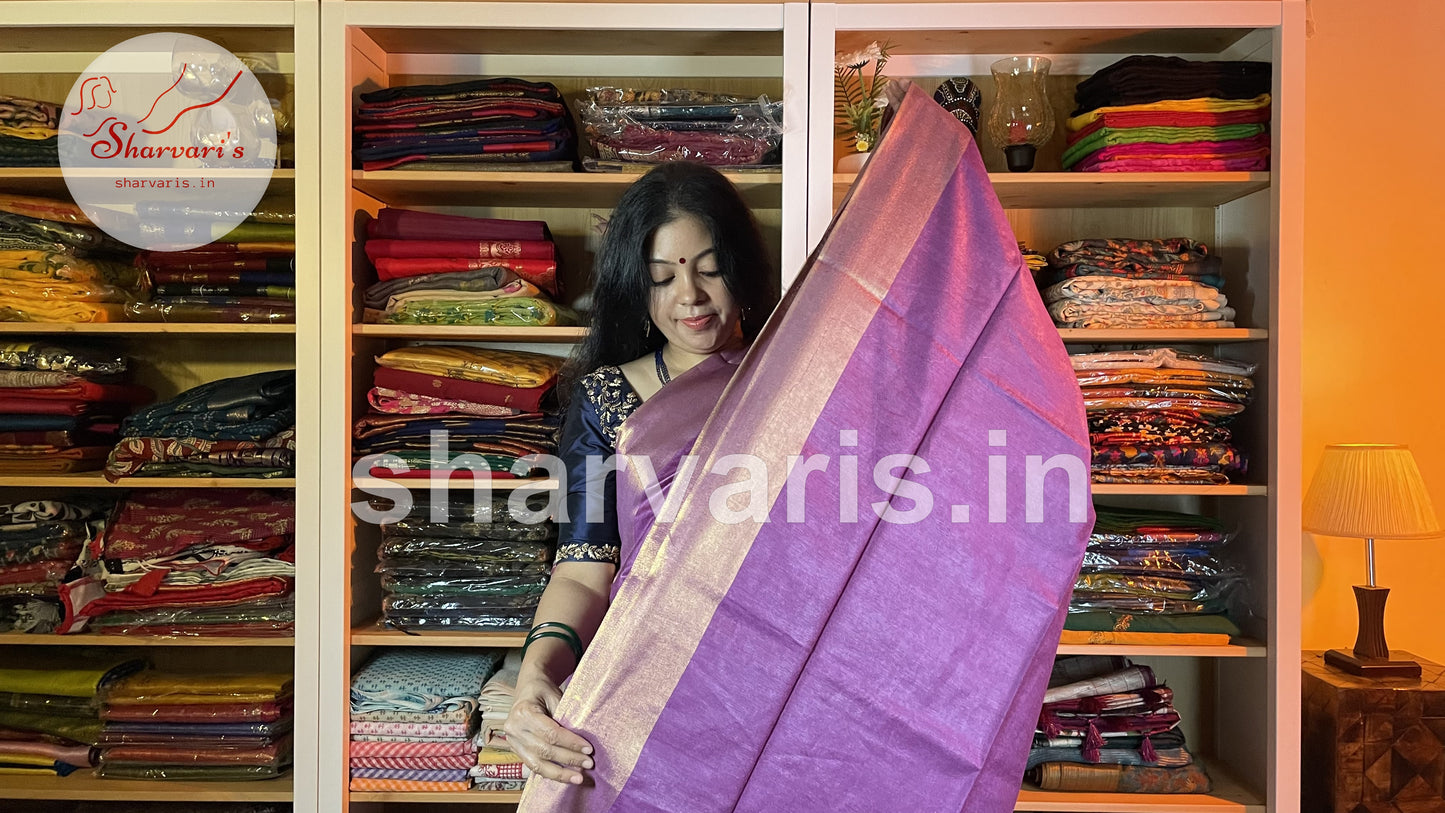 Purple Semi Matka Silk Saree with Zari Borders