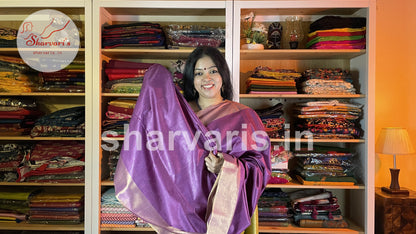 Purple Semi Matka Silk Saree with Zari Borders