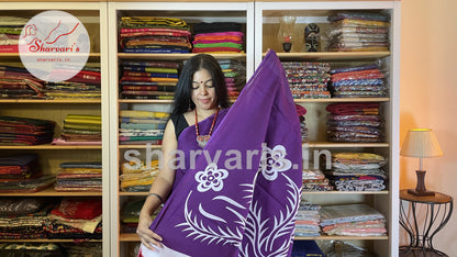 Dark Purple Mulmul Cotton Saree