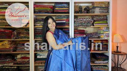 Light Blue with Navy Blue Banana Silk Saree