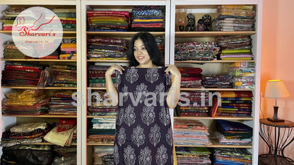 Purplish Brown Soft Cotton Dress Material with Attractive Prints