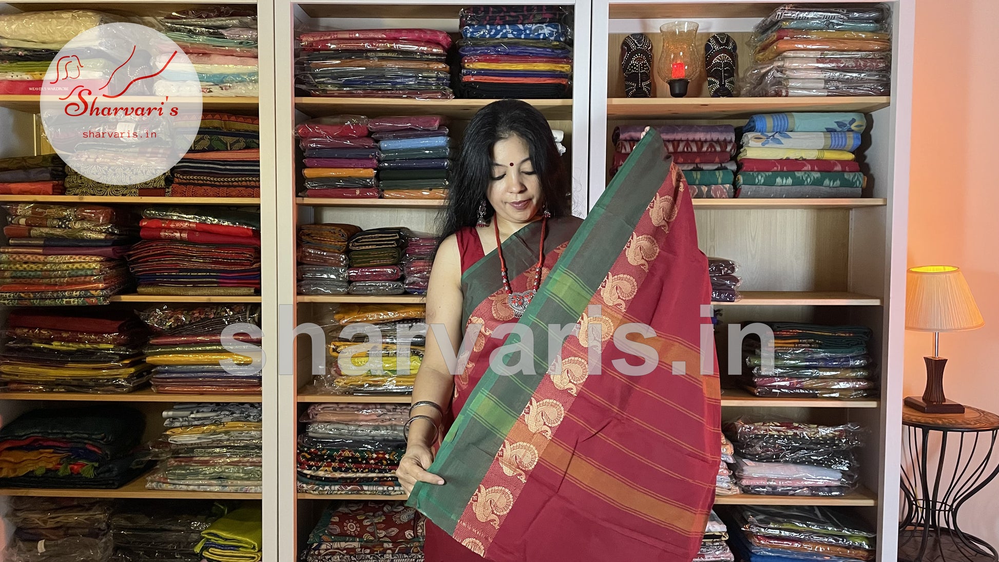 brick red chettinad cotton saree with thread work borders 