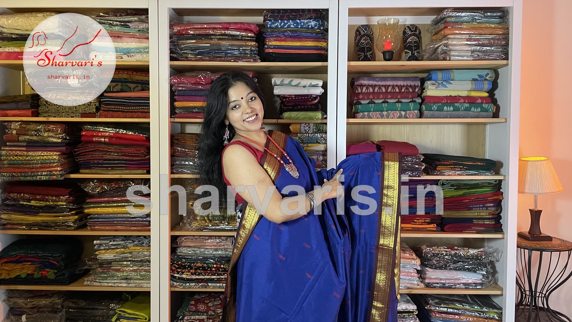 blue and maroon gadwal silk cotton saree