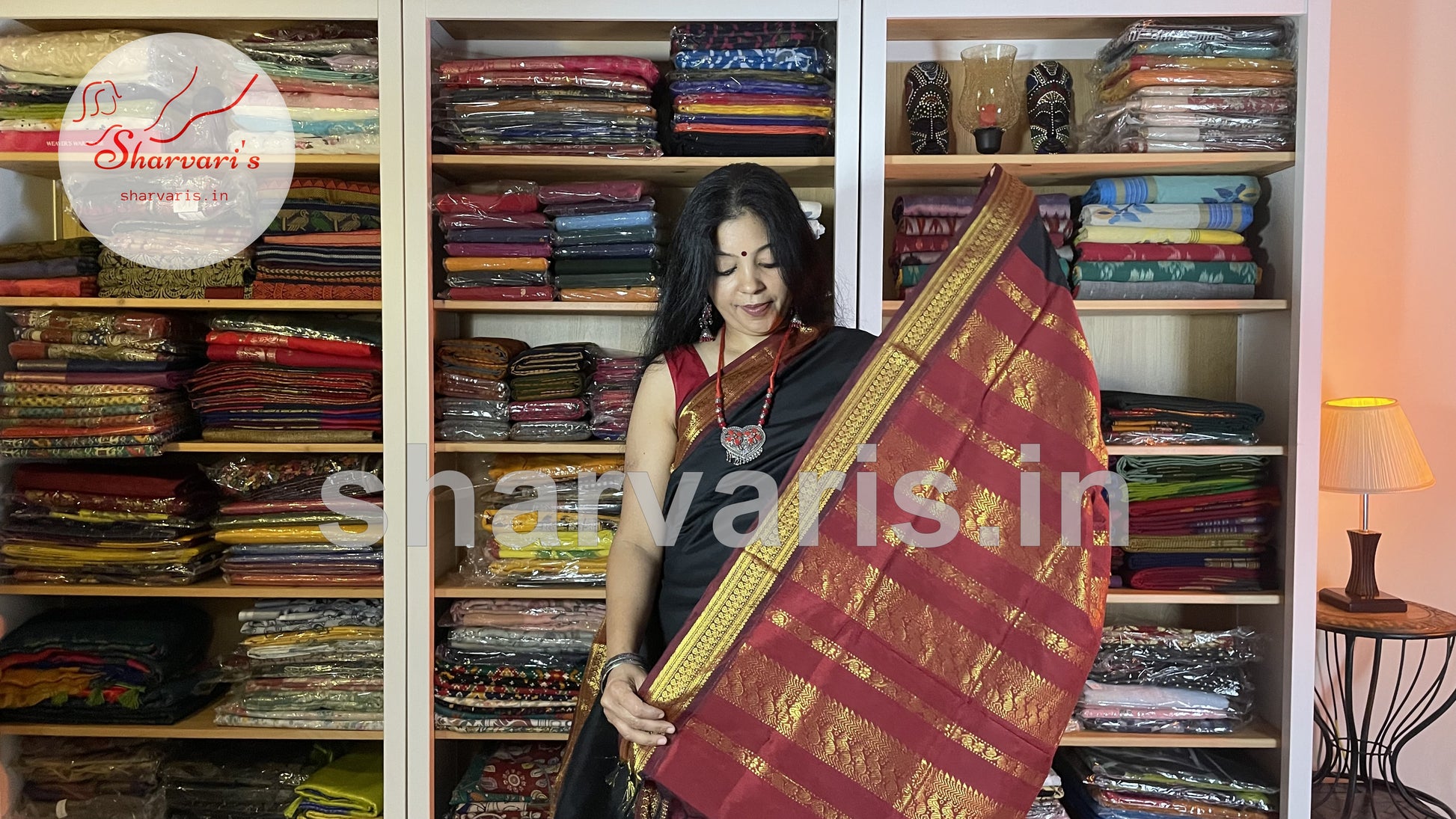 black and maroon gadwal silk cotton saree