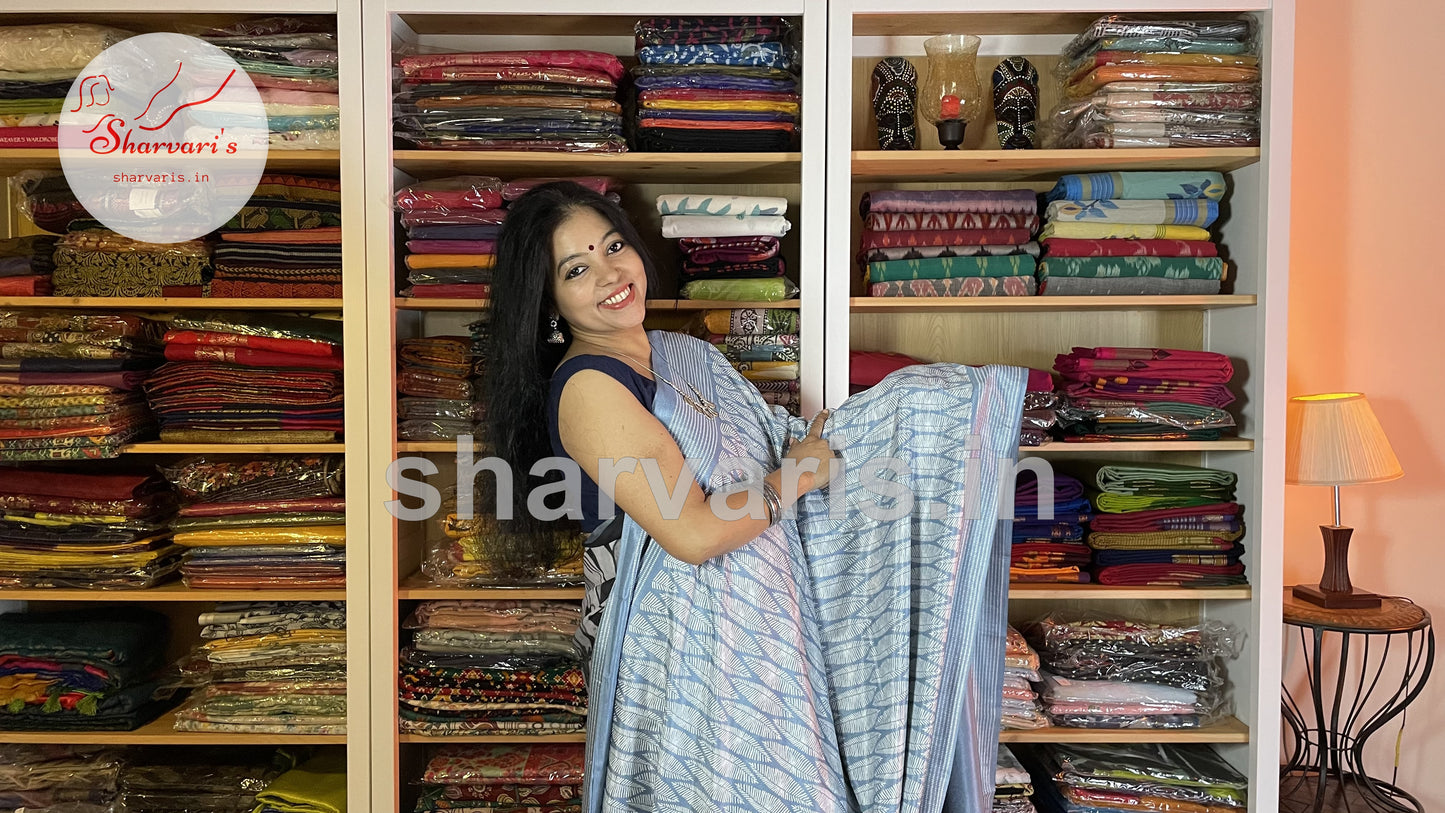 greyish blue easy wash crepe saree