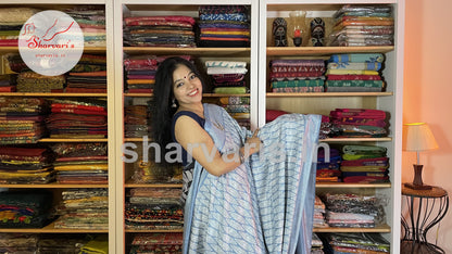 greyish blue easy wash crepe saree