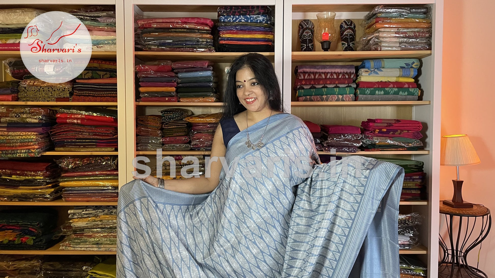 greyish blue easy wash crepe saree