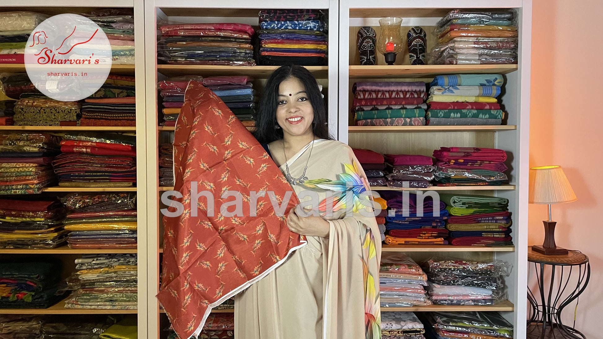 Orange raw silk blouse