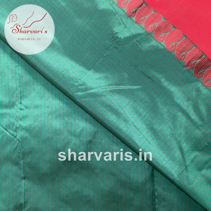 Green and Red Pure Gadwal Silk Saree