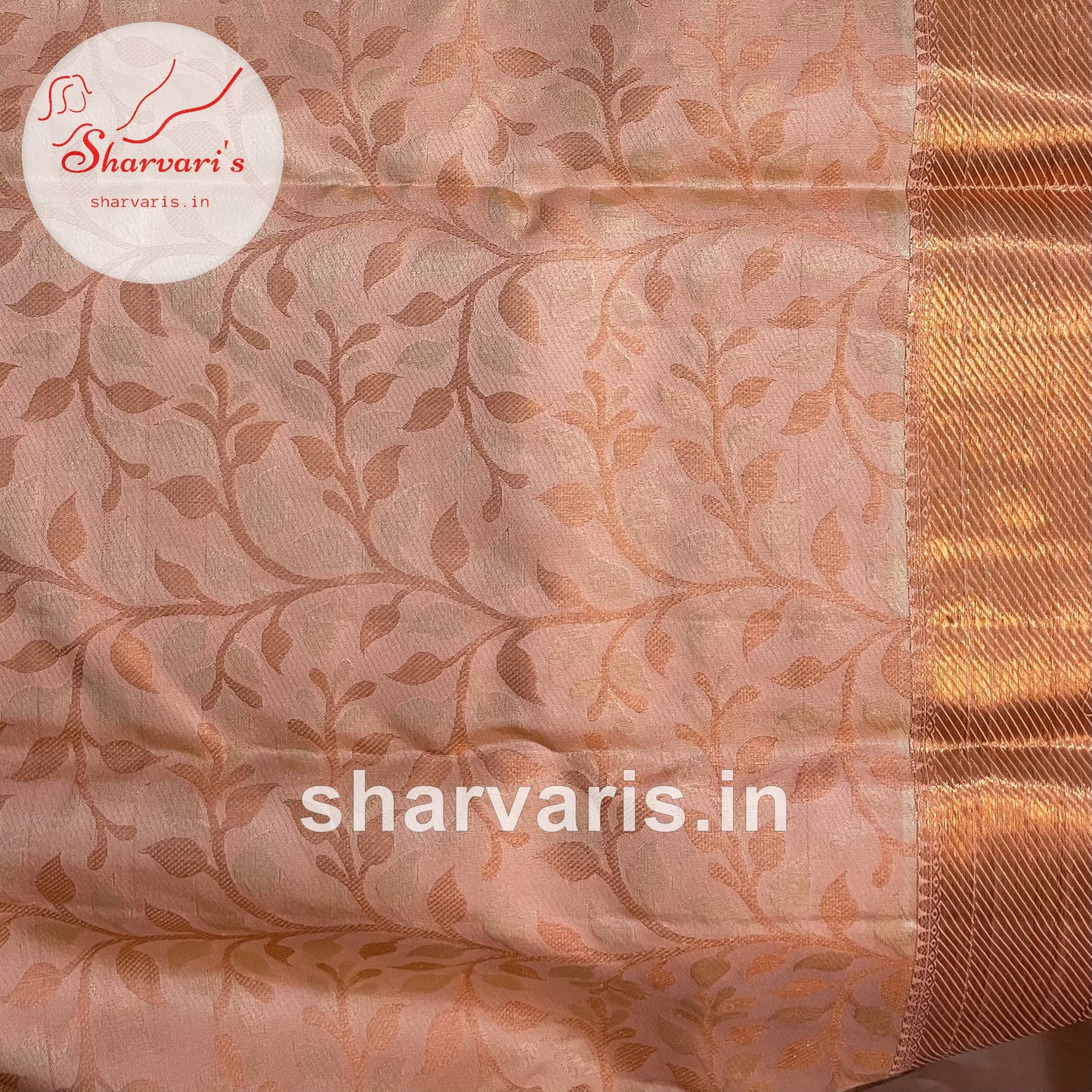 Peachish White Pure Kanchipuram Silk Saree with Trendy Weaving Patterns