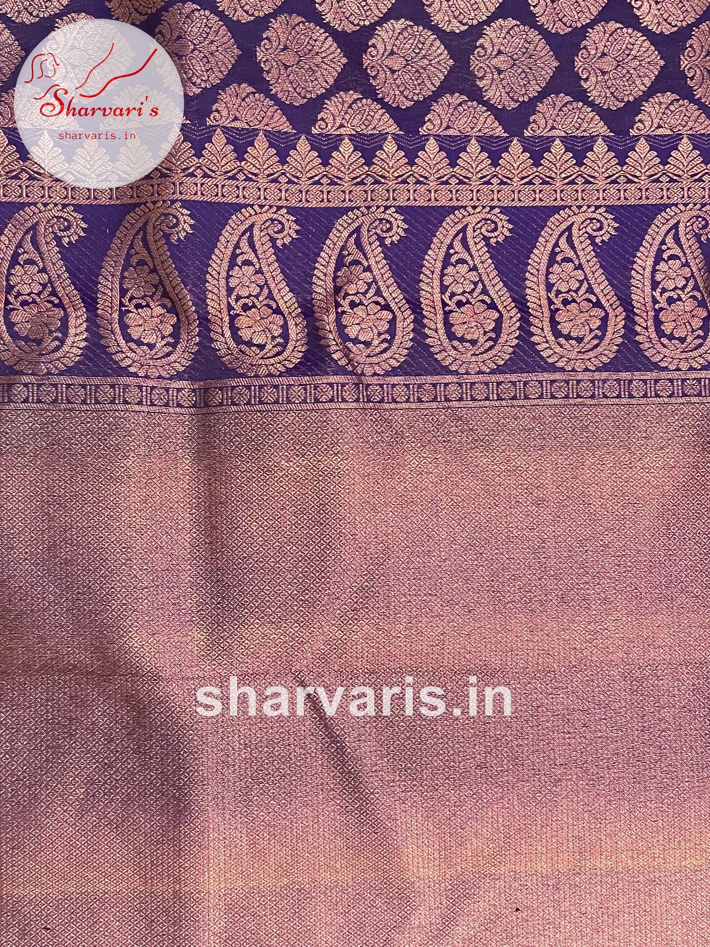 Dark Purple Kanchipuram Silk Saree with Innovative Designs and Pure Zari